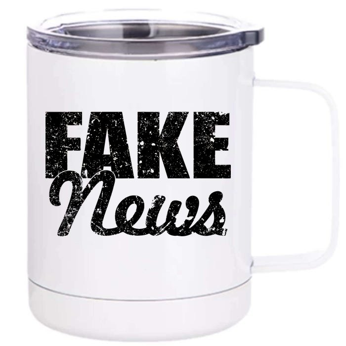 Distressed Fake News Logo Front & Back 12oz Stainless Steel Tumbler Cup