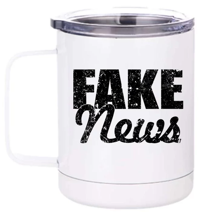 Distressed Fake News Logo Front & Back 12oz Stainless Steel Tumbler Cup