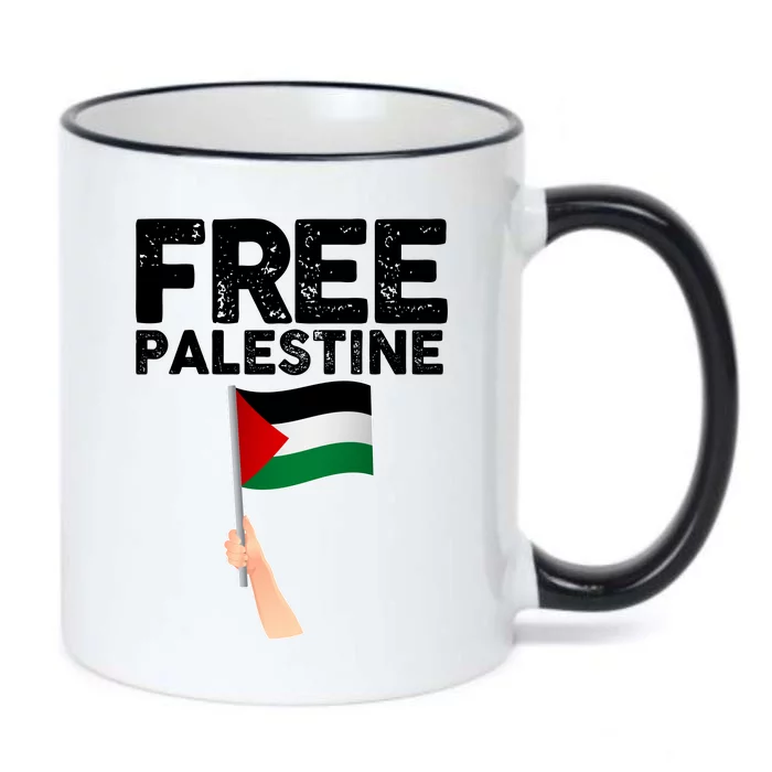 Distressed Free Palestine Waving Flag Black Color Changing Mug