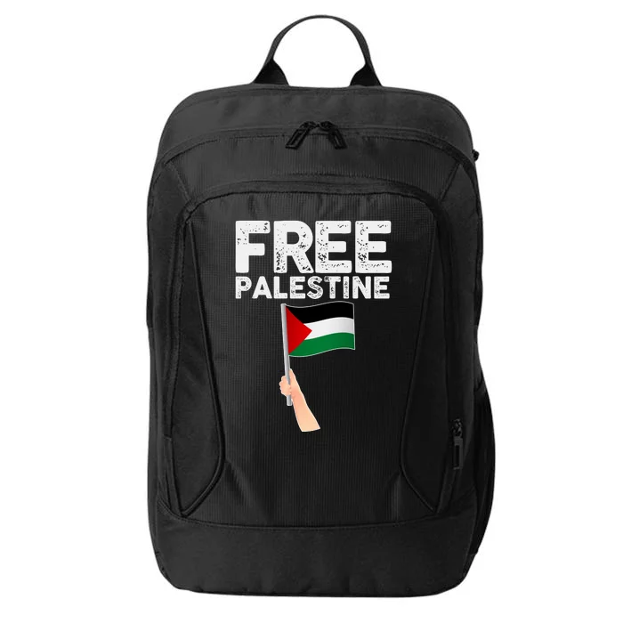 Distressed Free Palestine Waving Flag City Backpack