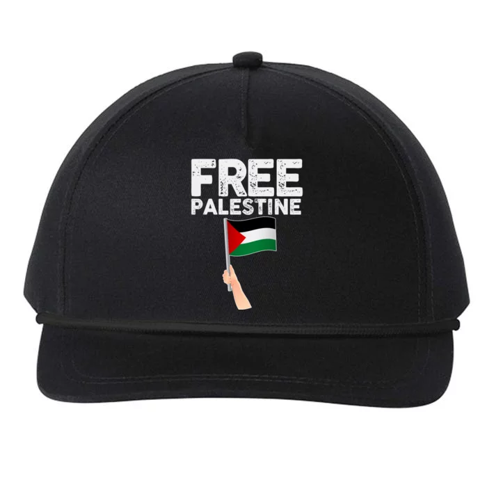 Distressed Free Palestine Waving Flag Snapback Five-Panel Rope Hat