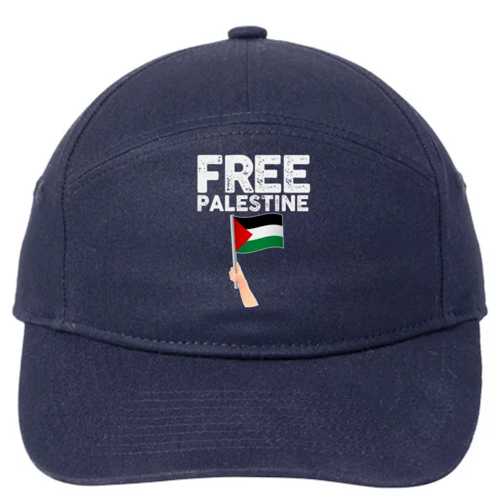 Distressed Free Palestine Waving Flag 7-Panel Snapback Hat