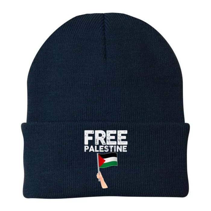 Distressed Free Palestine Waving Flag Knit Cap Winter Beanie