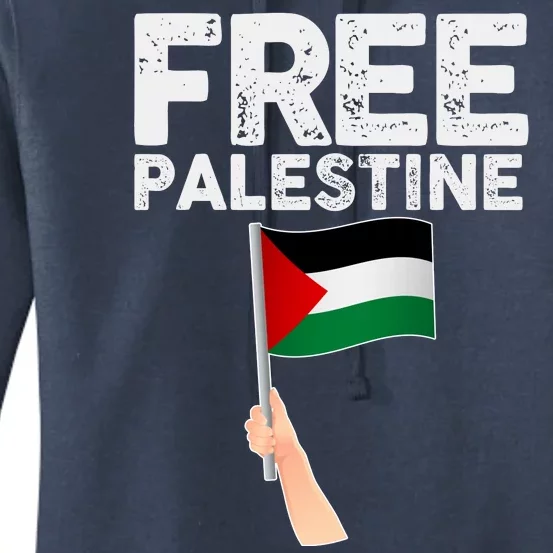 Distressed Free Palestine Waving Flag Women's Pullover Hoodie