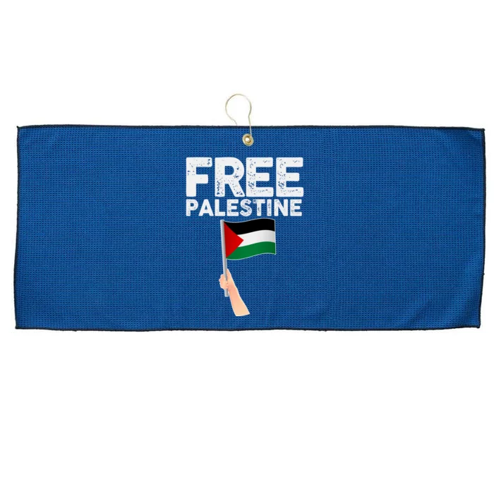 Distressed Free Palestine Waving Flag Large Microfiber Waffle Golf Towel