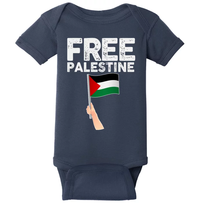 Distressed Free Palestine Waving Flag Baby Bodysuit