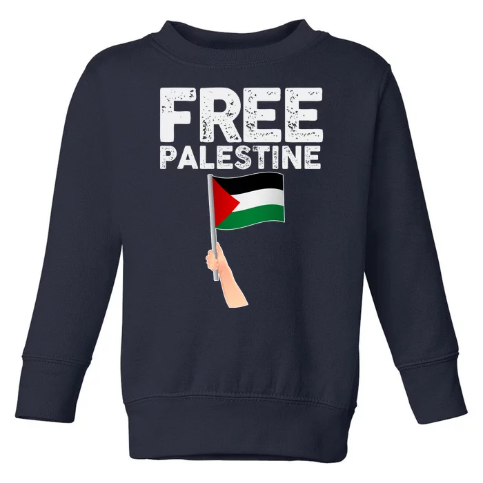 Distressed Free Palestine Waving Flag Toddler Sweatshirt