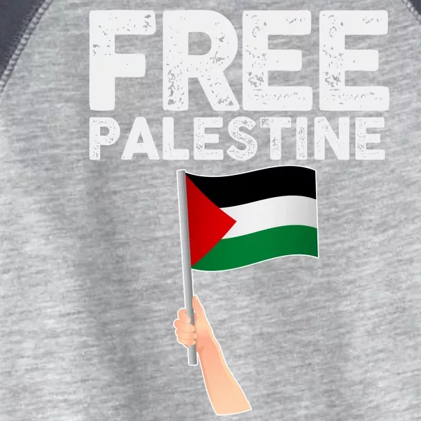 Distressed Free Palestine Waving Flag Toddler Fine Jersey T-Shirt