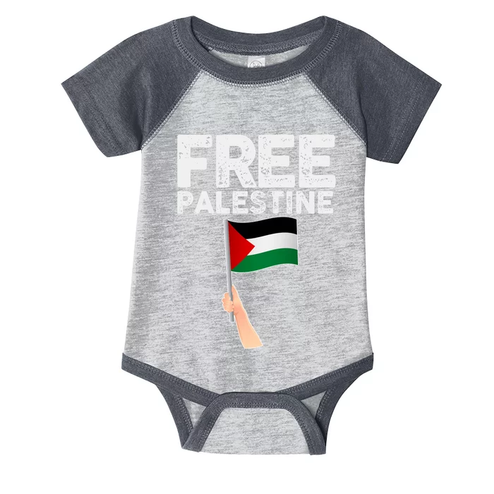 Distressed Free Palestine Waving Flag Infant Baby Jersey Bodysuit