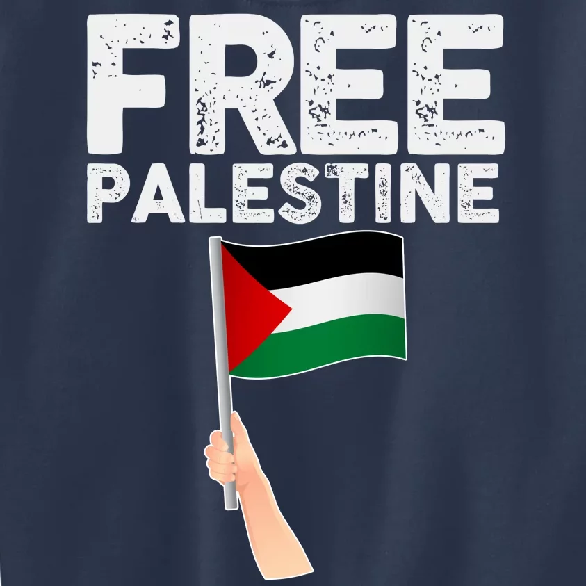 Distressed Free Palestine Waving Flag Kids Sweatshirt