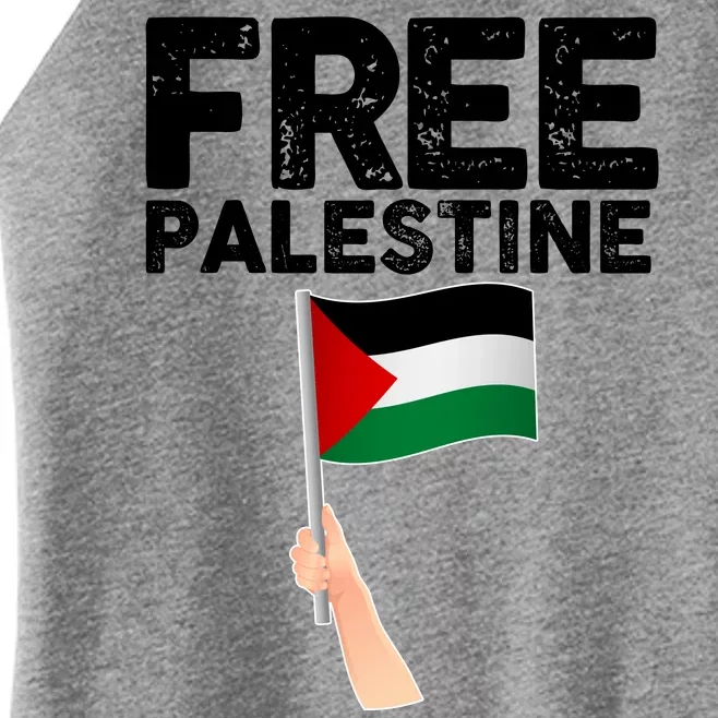 Distressed Free Palestine Waving Flag Women’s Perfect Tri Rocker Tank