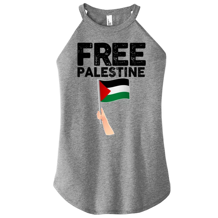 Distressed Free Palestine Waving Flag Women’s Perfect Tri Rocker Tank