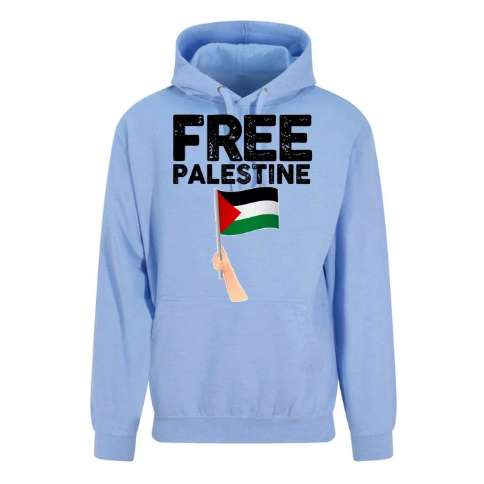 Distressed Free Palestine Waving Flag Unisex Surf Hoodie