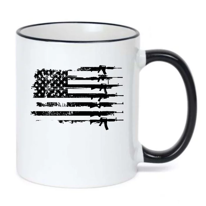 Distressed Gun Riffle US Flag Black Color Changing Mug