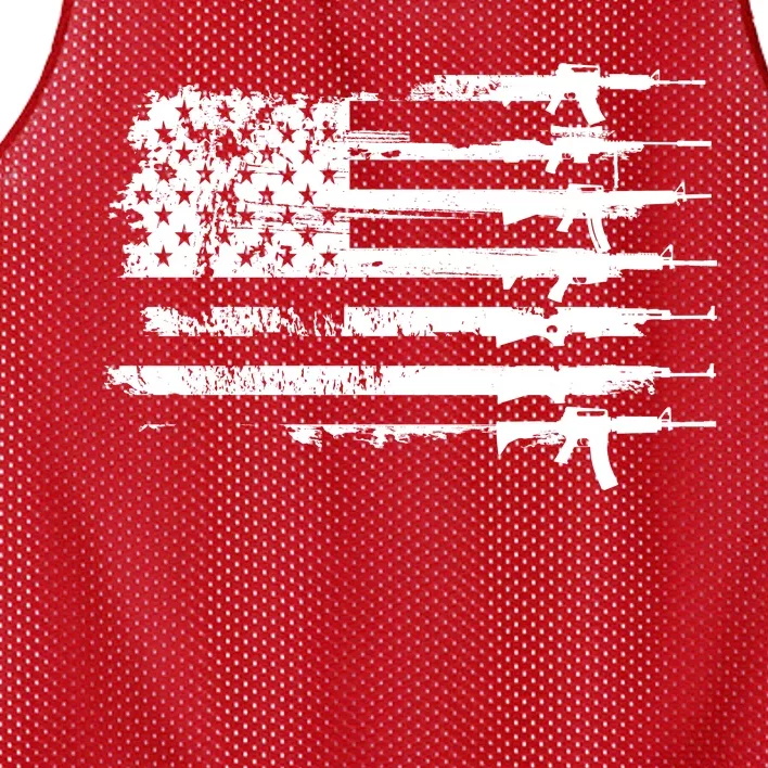 Distressed Gun Riffle US Flag Mesh Reversible Basketball Jersey Tank