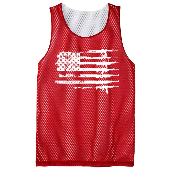 Distressed Gun Riffle US Flag Mesh Reversible Basketball Jersey Tank