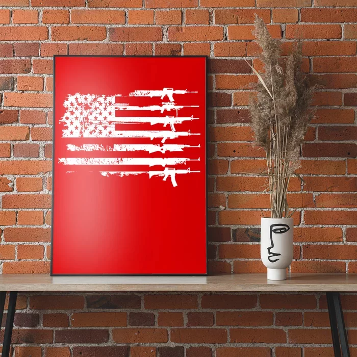 Distressed Gun Riffle US Flag Poster