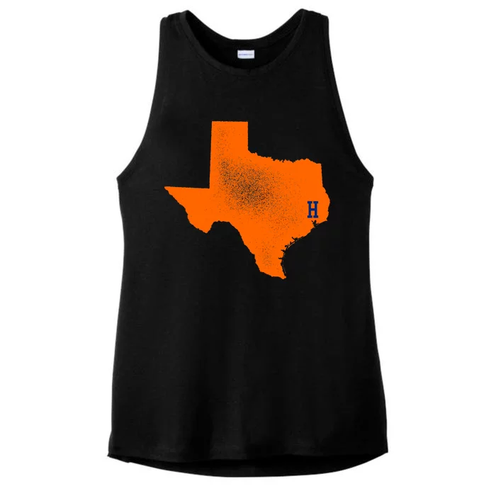 Distressed Houston Texas Baseball Fan Ladies Tri-Blend Wicking Tank