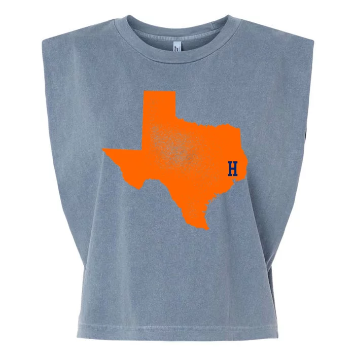 Distressed Houston Texas Baseball Fan Garment-Dyed Women's Muscle Tee