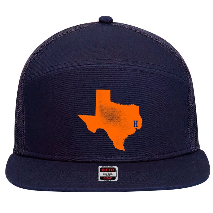 Distressed Houston Texas Baseball Fan 7 Panel Mesh Trucker Snapback Hat