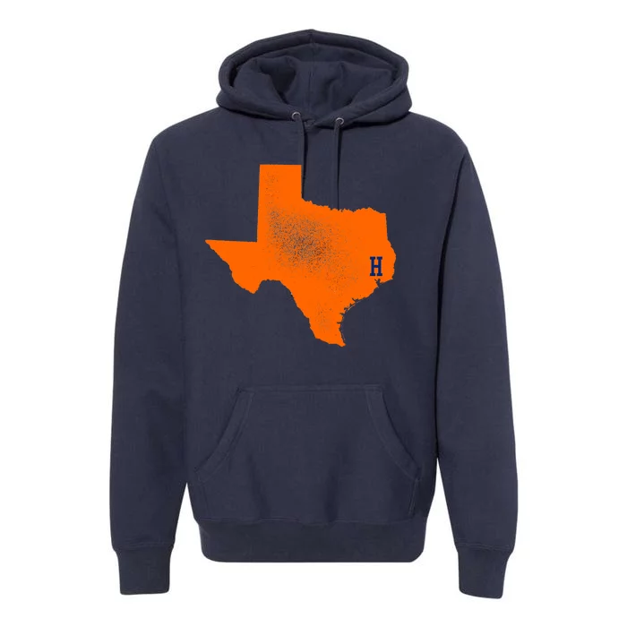 Distressed Houston Texas Baseball Fan Premium Hoodie