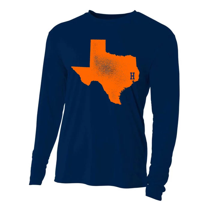 Distressed Houston Texas Baseball Fan Cooling Performance Long Sleeve Crew