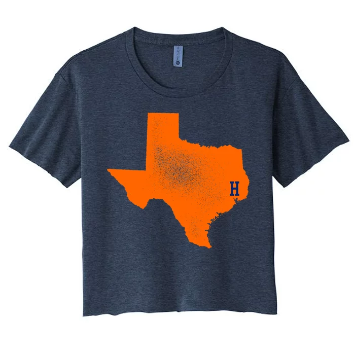 Distressed Houston Texas Baseball Fan Women's Crop Top Tee