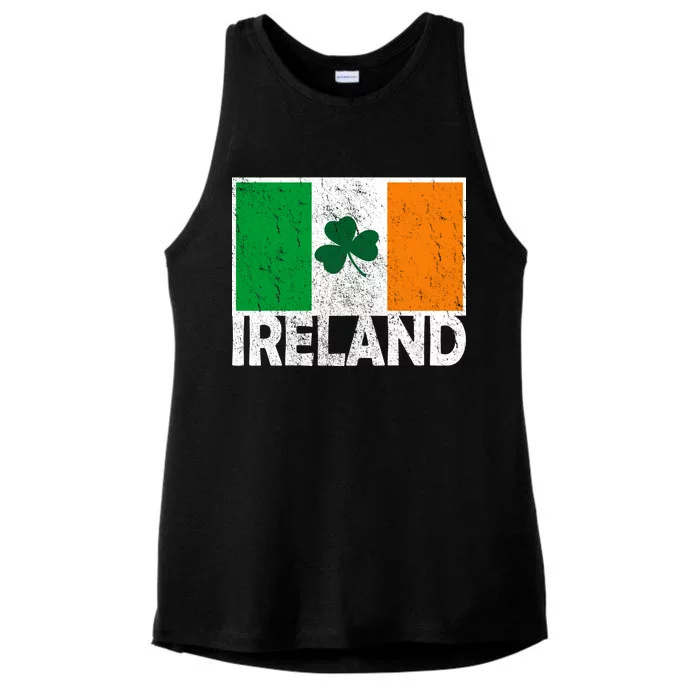 Distressed Ireland Vintage Flag Ladies Tri-Blend Wicking Tank