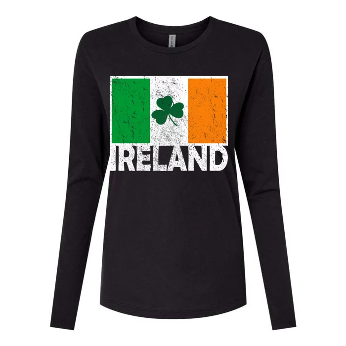 Distressed Ireland Vintage Flag Womens Cotton Relaxed Long Sleeve T-Shirt