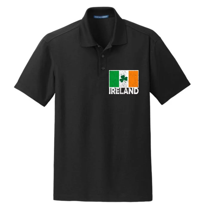 Distressed Ireland Vintage Flag Dry Zone Grid Performance Polo