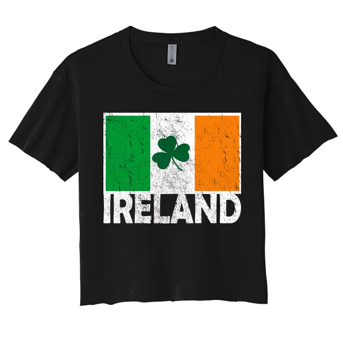 Distressed Ireland Vintage Flag Women's Crop Top Tee