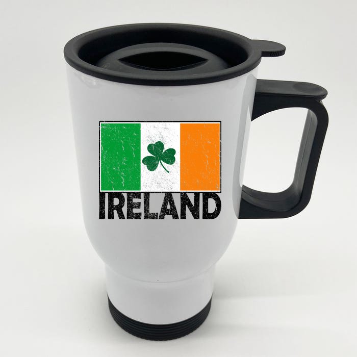 Distressed Ireland Vintage Flag Front & Back Stainless Steel Travel Mug