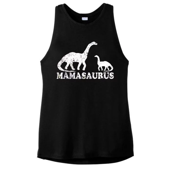 Distressed Mamasaurus Mom Mama Mother Dinosaur Ladies Tri-Blend Wicking Tank