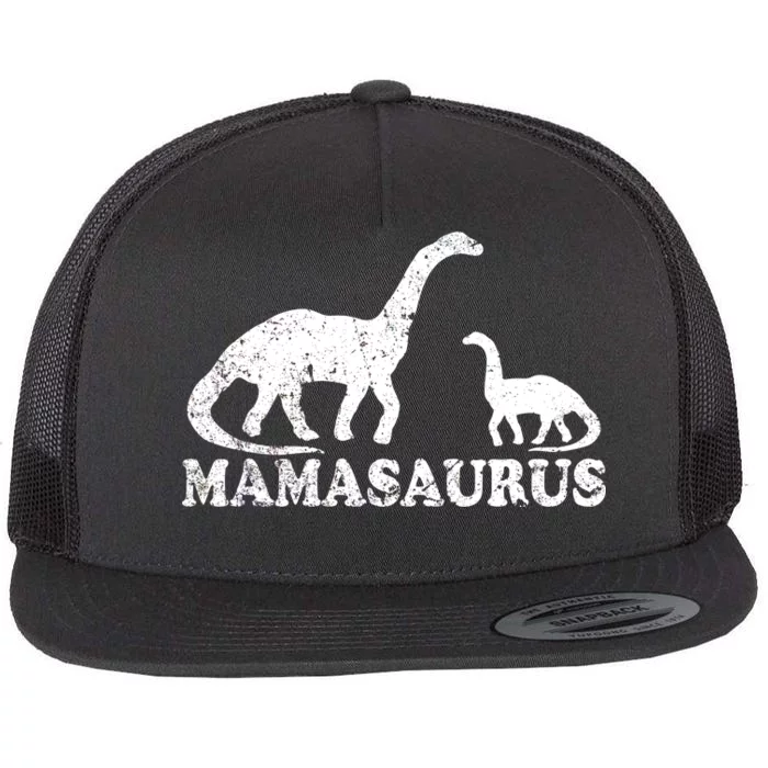 Distressed Mamasaurus Mom Mama Mother Dinosaur Flat Bill Trucker Hat