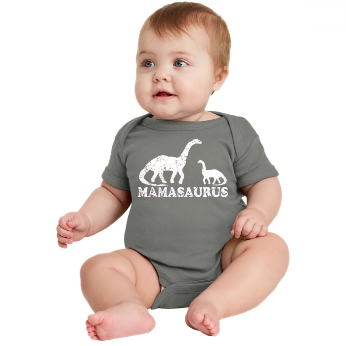 Distressed Mamasaurus Mom Mama Mother Dinosaur Baby Bodysuit