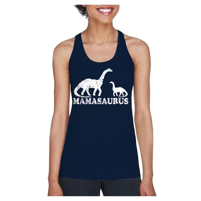 Distressed Mamasaurus Mom Mama Mother Dinosaur Women's Racerback Tank