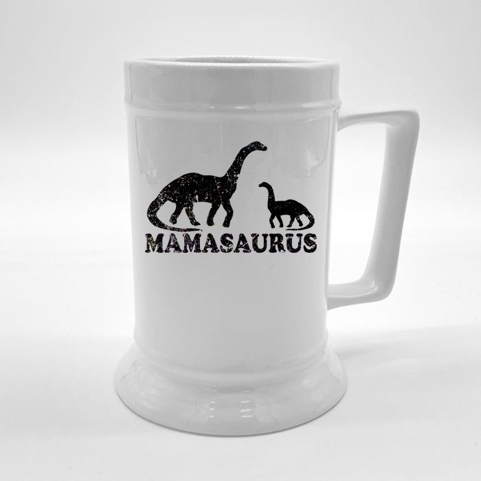 Distressed Mamasaurus Mom Mama Mother Dinosaur Front & Back Beer Stein