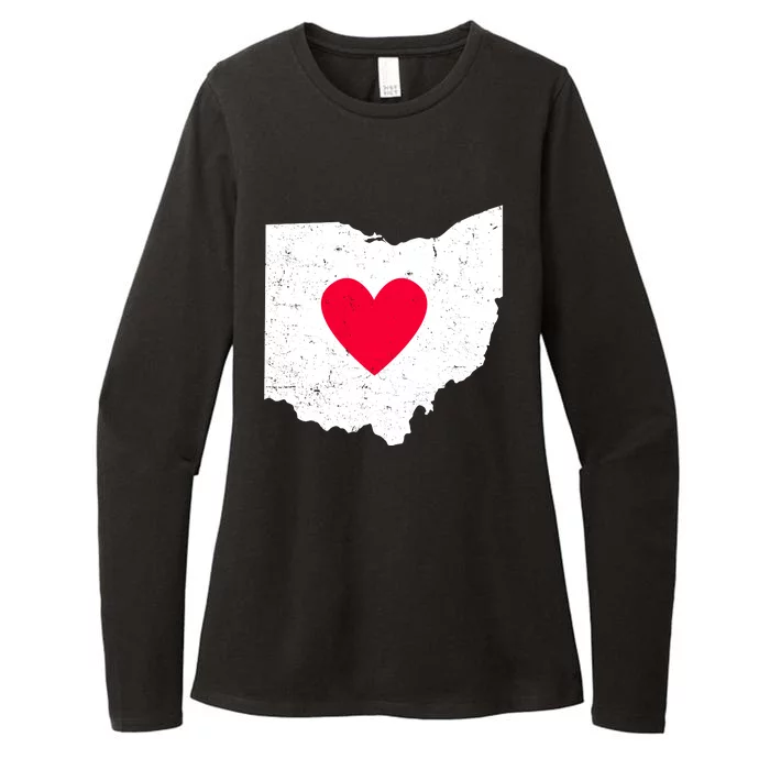 Distressed Ohio State Love Womens CVC Long Sleeve Shirt