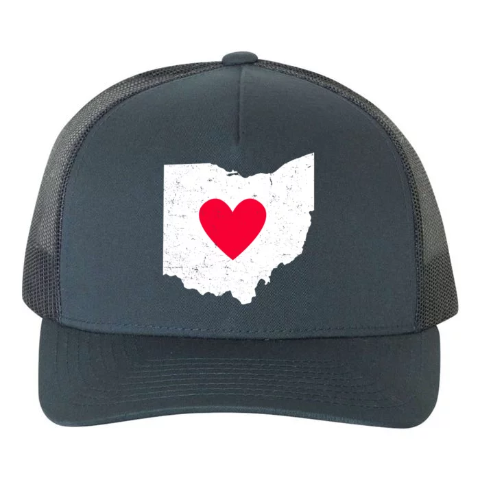 Distressed Ohio State Love Yupoong Adult 5-Panel Trucker Hat