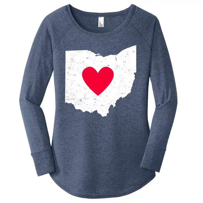 Distressed Ohio State Love Women's Perfect Tri Tunic Long Sleeve Shirt