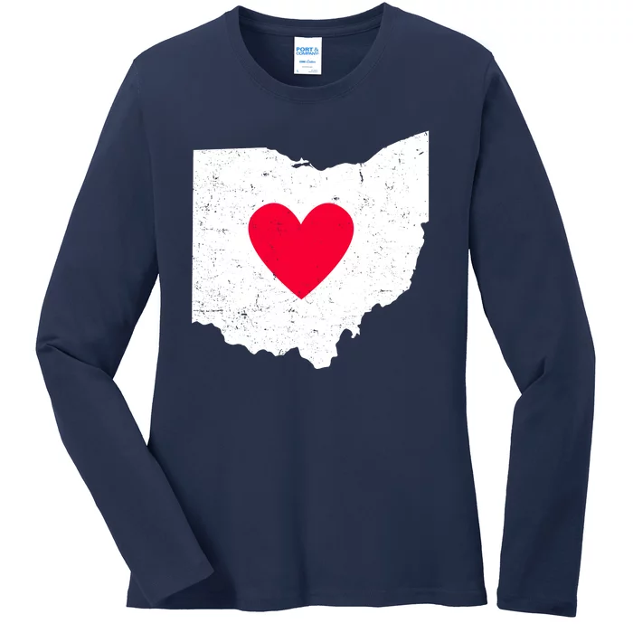 Distressed Ohio State Love Ladies Long Sleeve Shirt