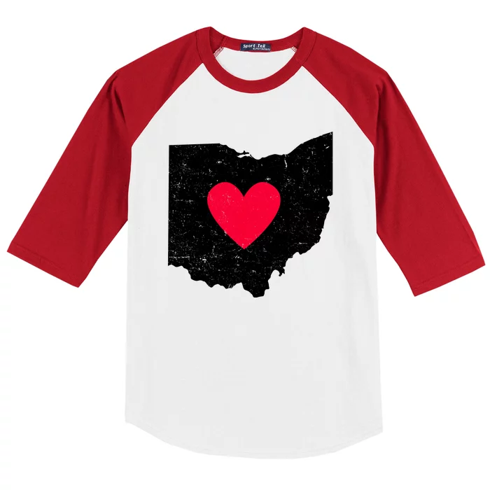 Distressed Ohio State Love Baseball Sleeve Shirt