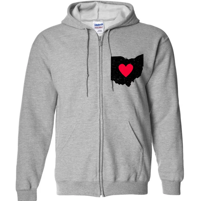 Distressed Ohio State Love Full Zip Hoodie