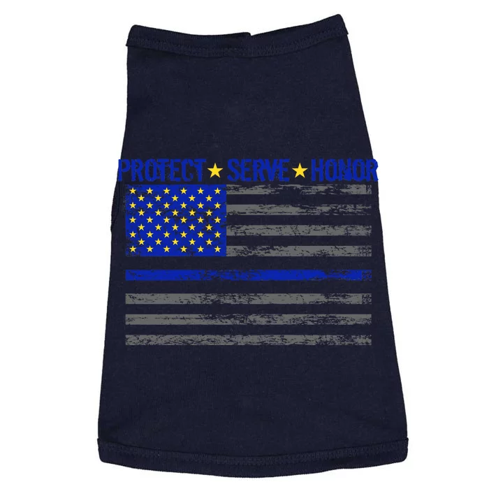 Distressed Police Blue Striped Flag Doggie Tank