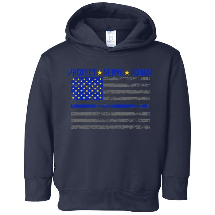 Distressed Police Blue Striped Flag Toddler Hoodie