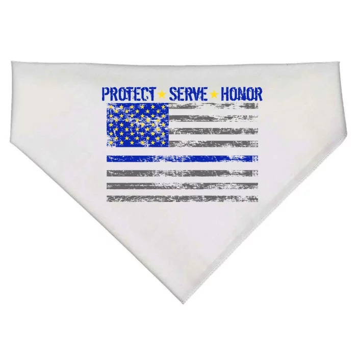 Distressed Police Blue Striped Flag USA-Made Doggie Bandana