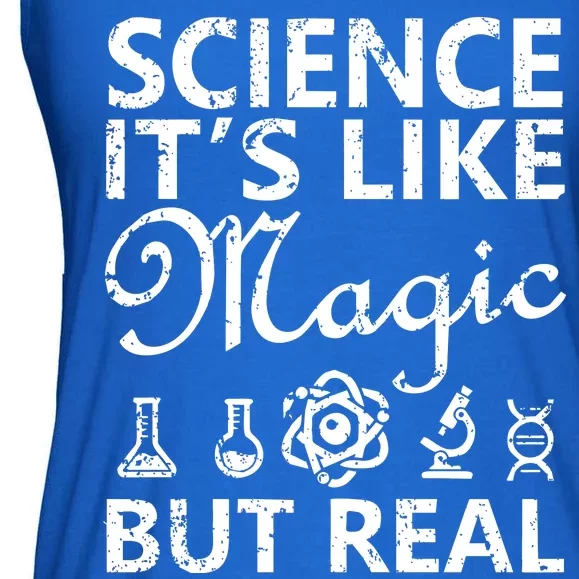 Distressed Science It's Like Magic But Real March For Science Ladies Essential Flowy Tank