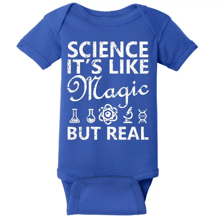 Distressed Science It's Like Magic But Real March For Science Baby Bodysuit