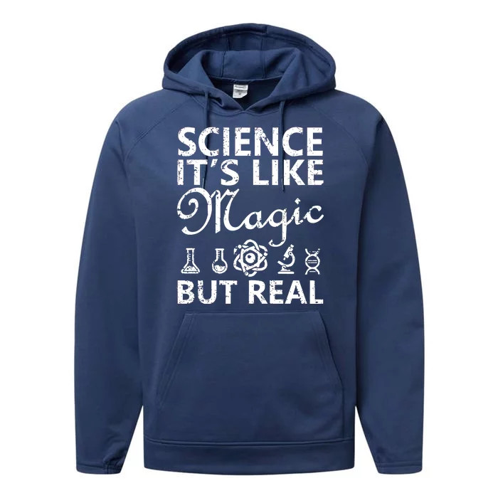 Distressed Science It's Like Magic But Real March For Science Performance Fleece Hoodie