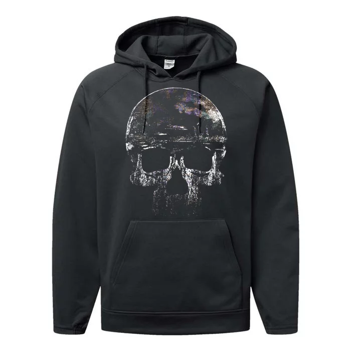 Distressed Skull Graphic Performance Fleece Hoodie